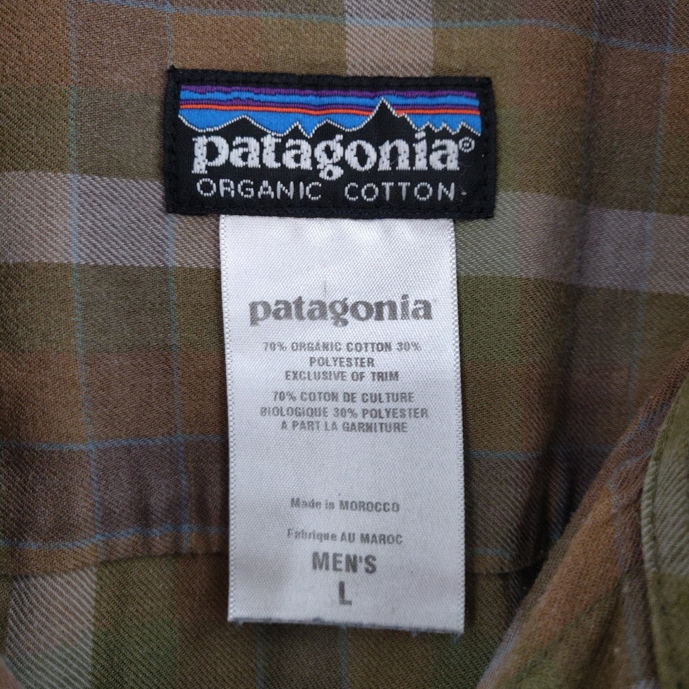 Patagonia Fjord Lightweight Flannel Shirt Mens Large Green Plaid Long Sleeve - Picture 7 of 15
